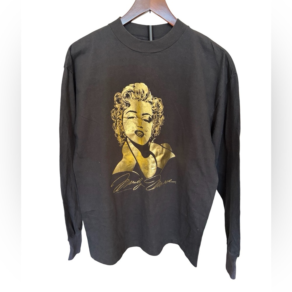 Vintage Marilyn Monroe Gold Graphic Long Sleeve Single Stitch Large